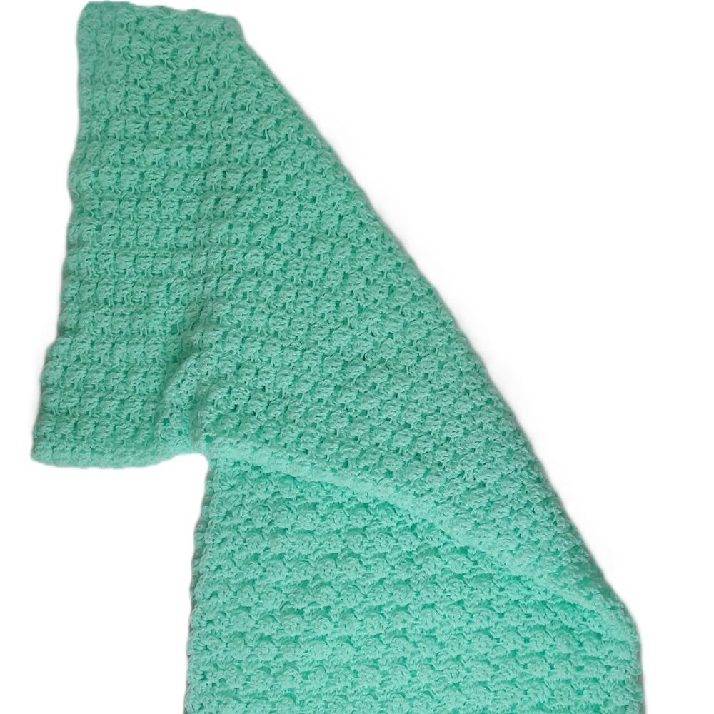 Handmade Afghan Blanket Crochet Green 34 x 35 Baby or Decor